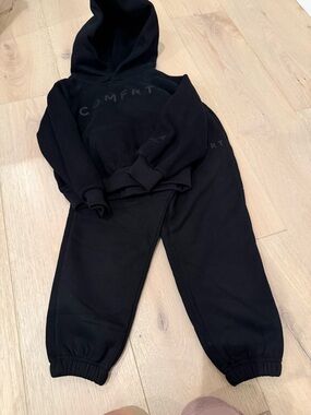 Kids Black XS Comfrt Hoodie & Joggers Set heavy weight set